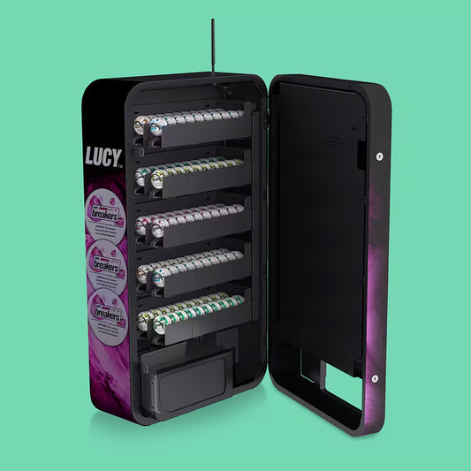Lucy Slim Wall Vending Machine Loaded with Lucy Breakers Nicotine Pouch