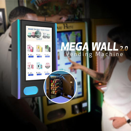 Most popular vapes and nicotine pouches inside a wall-mounted vending machine
