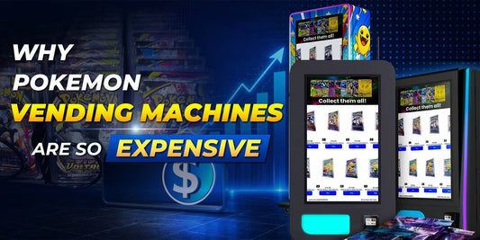 Pokémon vending machine with text explaining why they are expensive