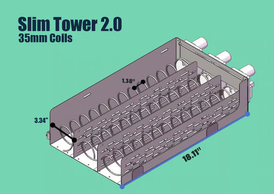 35mm coils for the Slim Tower 2.0 vending machine. View the spiral spacing and tray capacity details for this specific coil and product tray configuration.