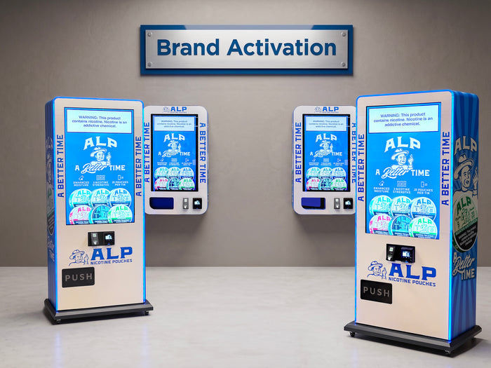 Co-branded ALP nicotine pouch vending machines at a brand activation
