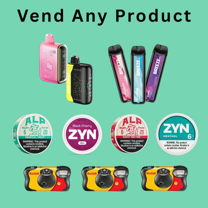 Mega Wall: High-Capacity, Wall-Mounted Vape Machine for smart vending with cashless, age verification, and US support.