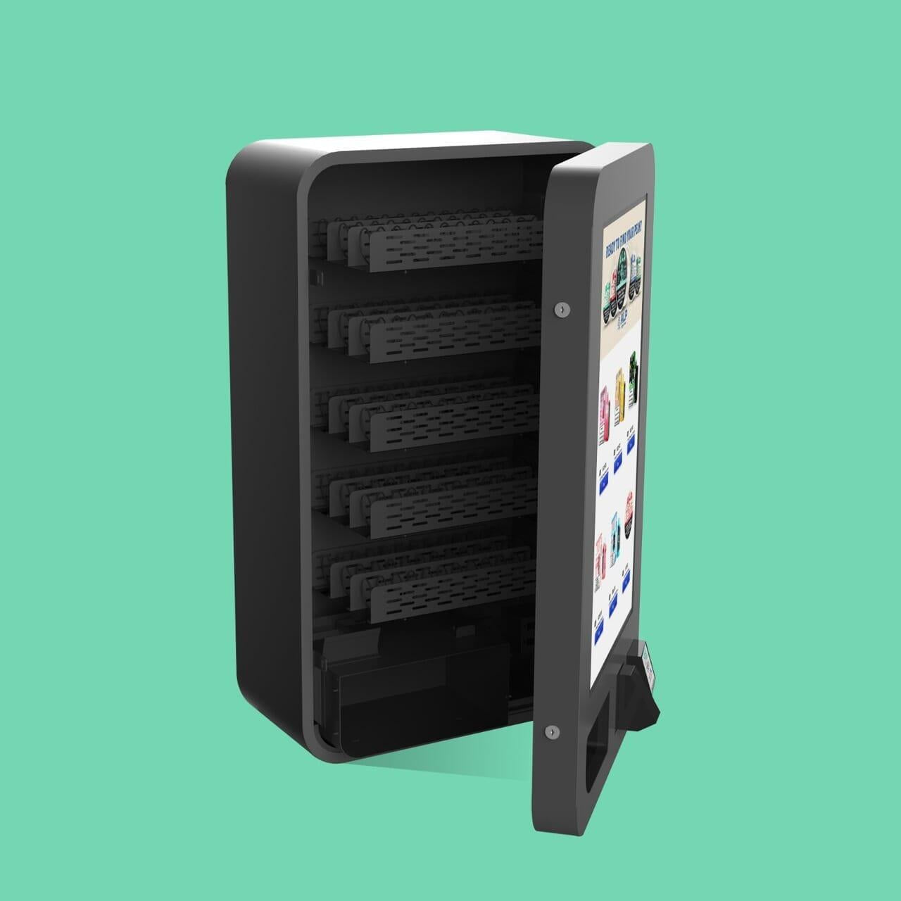 Mega Wall: High-Capacity, Wall-Mounted Vape Machine for smart vending with cashless, age verification, and US support.