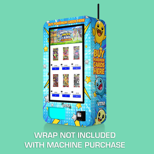 TCG branded vinyl wrap on the VTM Slim wall Pokemon trading card vending machine