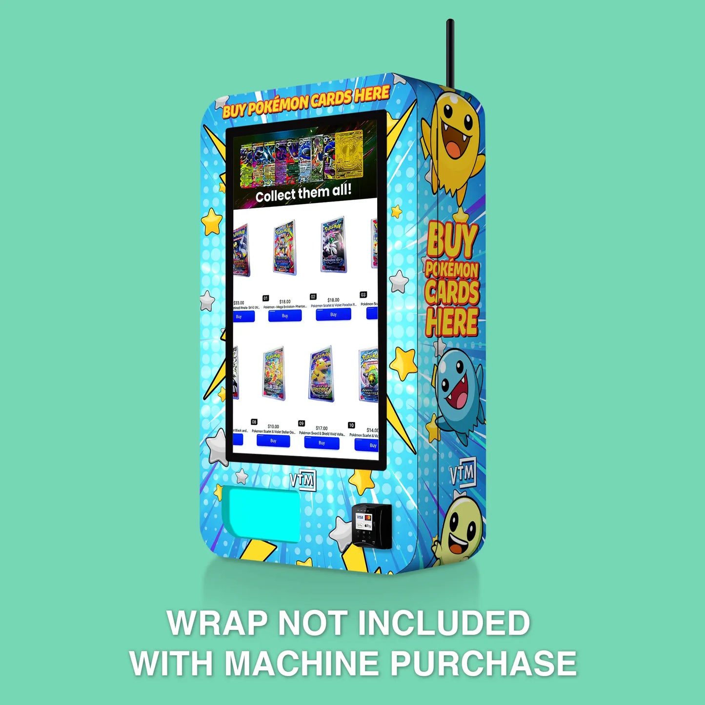 TCG branded vinyl wrap on the VTM Slim wall Pokemon trading card vending machine