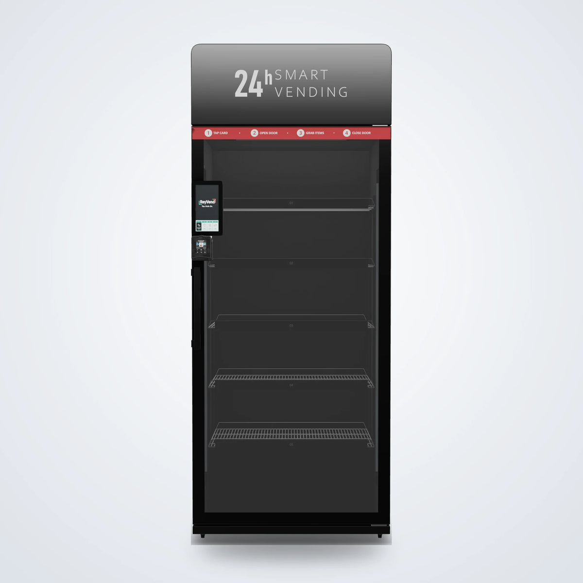 ReyVend AI smart cooler 3D render, front view