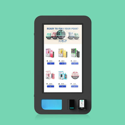 VapeTM ID scanner reading a driver's license barcode to verify age at a vending machine