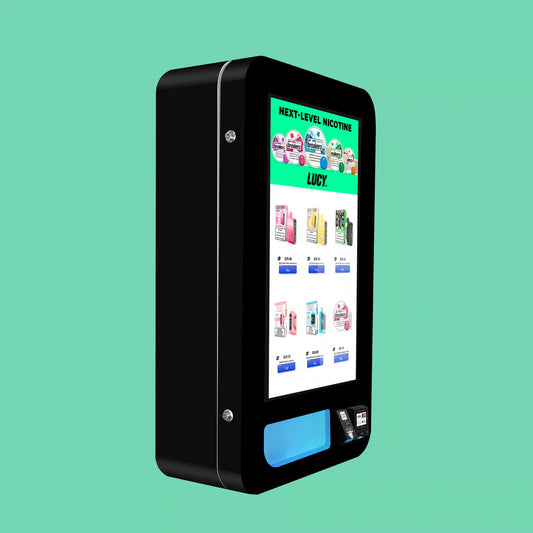 VapeTM Slim Wall vape vending machine with Nayax card reader and ID scanner for age-verified retail