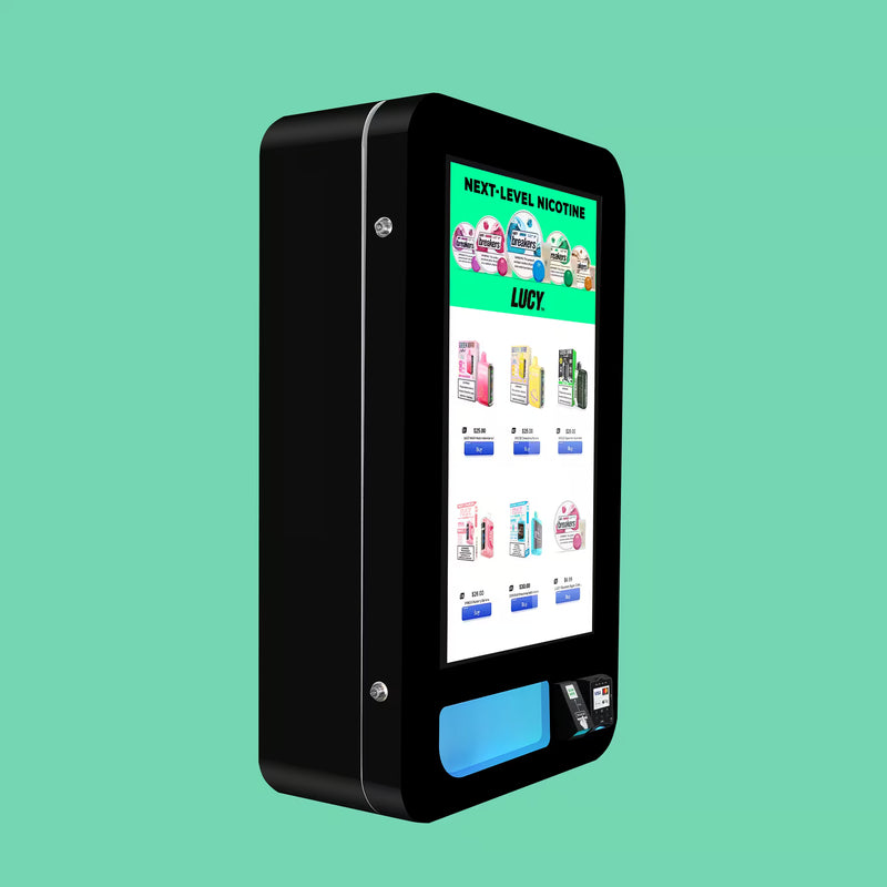 VapeTM Slim Wall vape vending machine with Nayax card reader and ID scanner for age-verified retail
