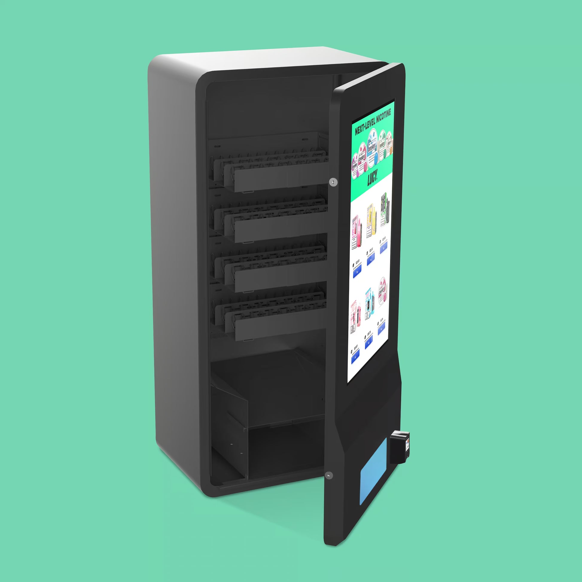 VapeTM Weather Wall outdoor vape vending machine Open with Nayax card reader