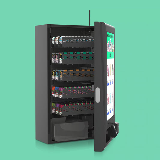 Vending machine with various vape products