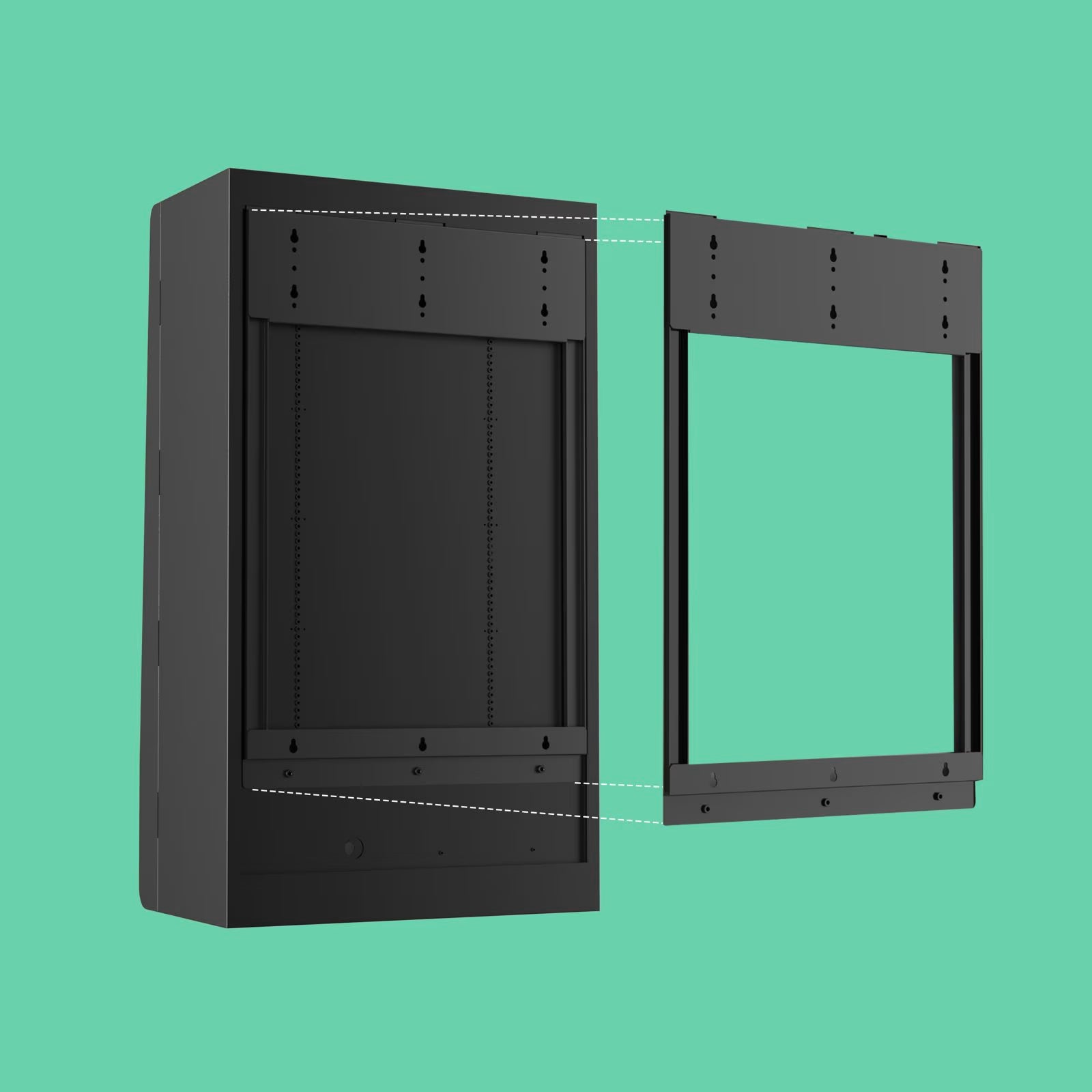 Back wall mounting bracket for a VapeTM 2.0 wall-mounted vending machine, showing the rear mounting frame and attachment points.